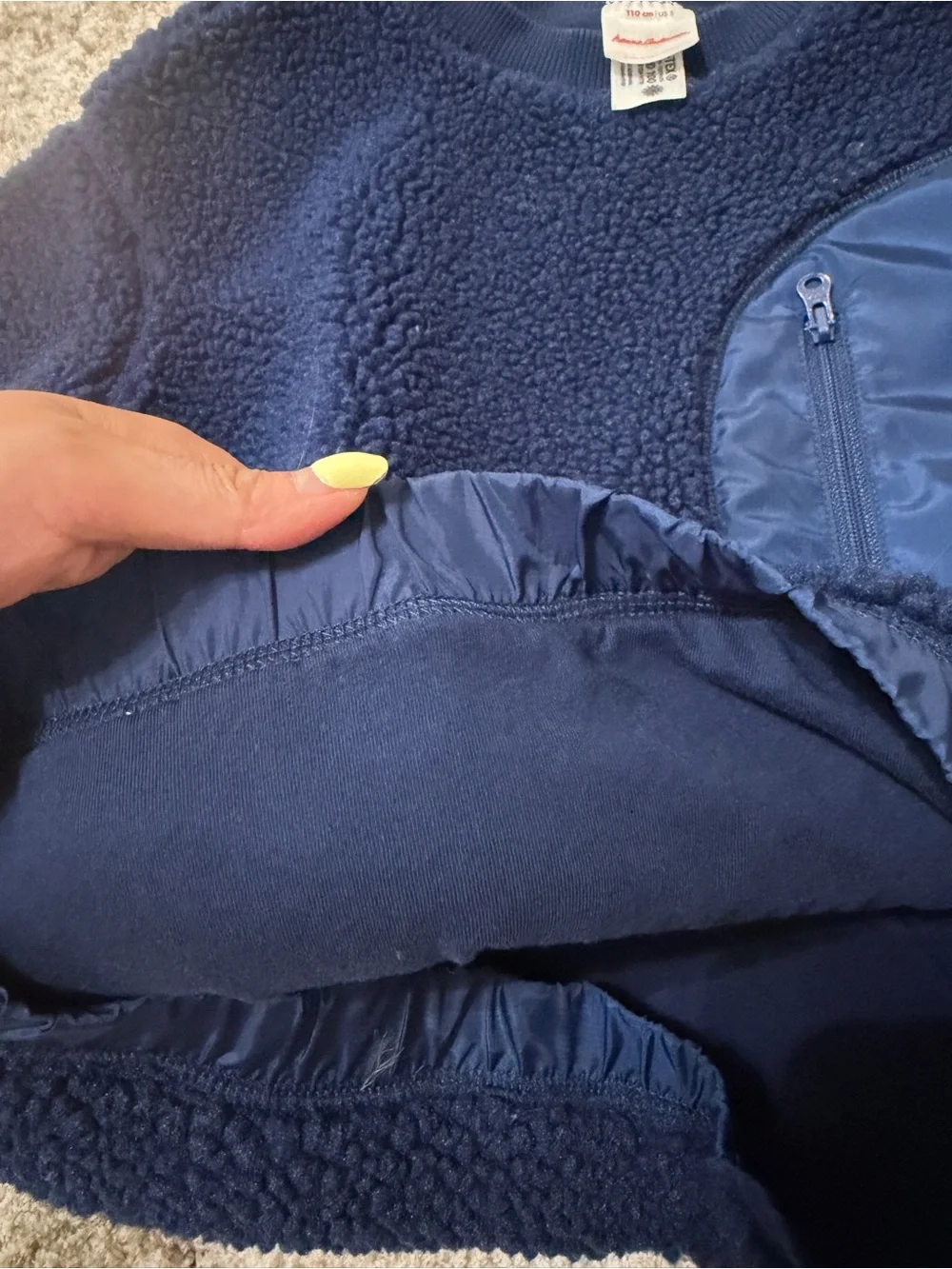 Hanna Andersson Navy Sherpa Pullover with Zip Pocket 5Y